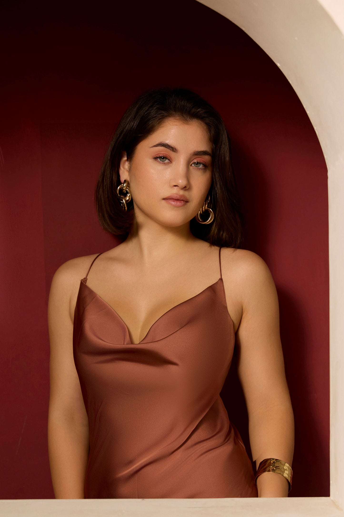 Bronzy Dream Satin Slip Dress
