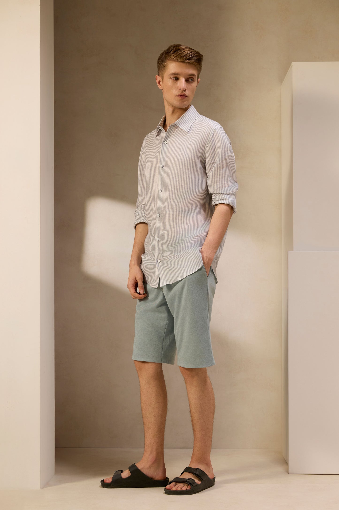 Coastal Breeze Pinstripe Linen Shirt