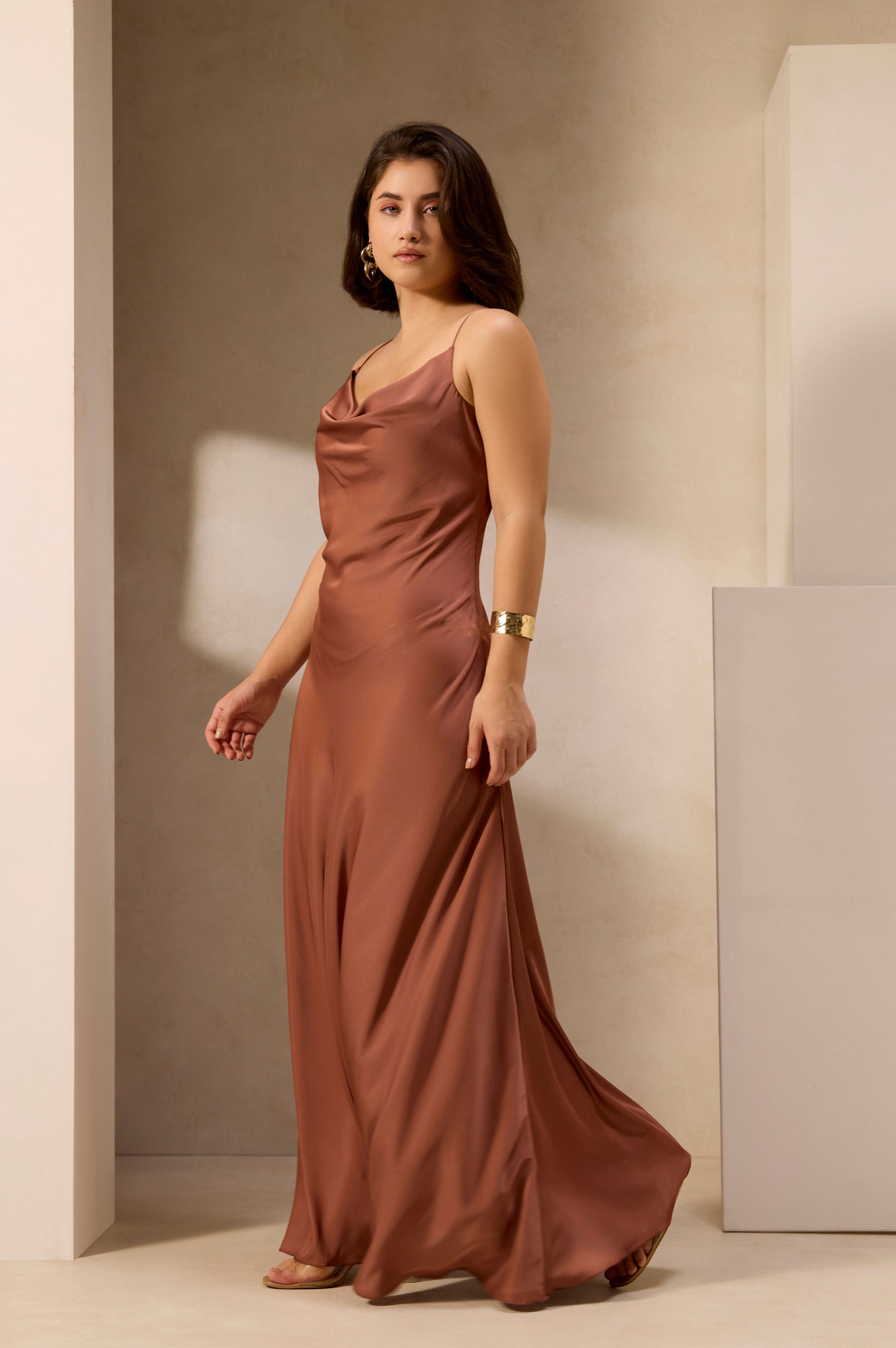Bronzy Dream Satin Slip Dress