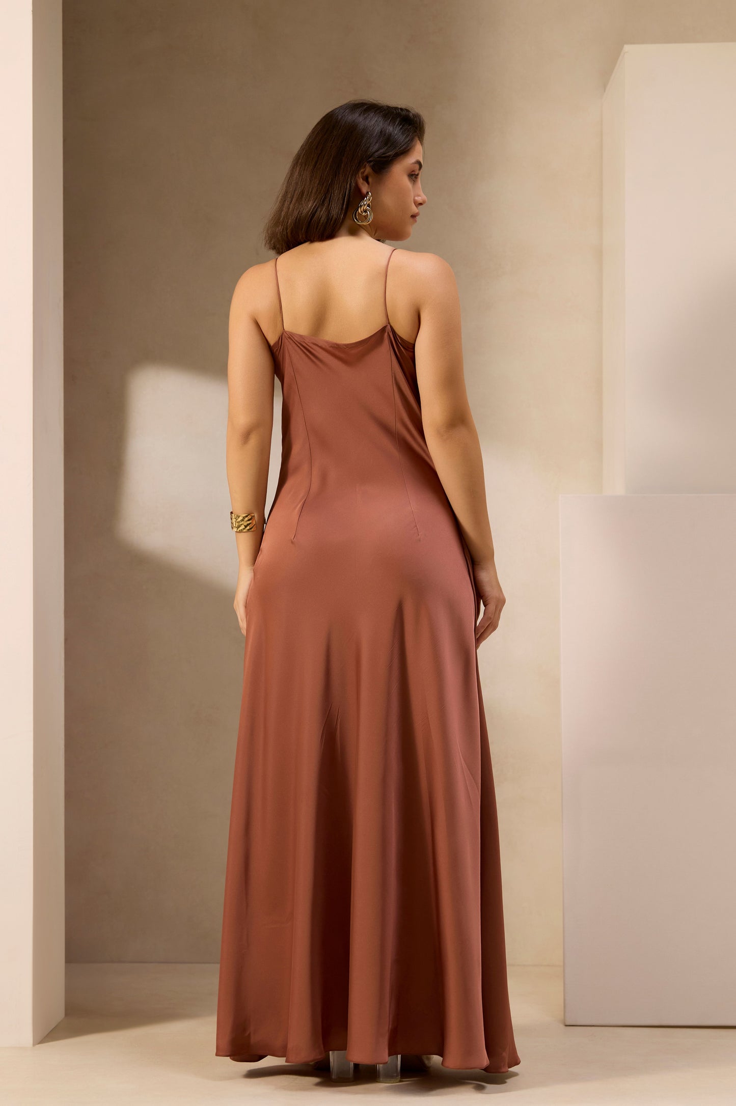 Bronzy Dream Satin Slip Dress
