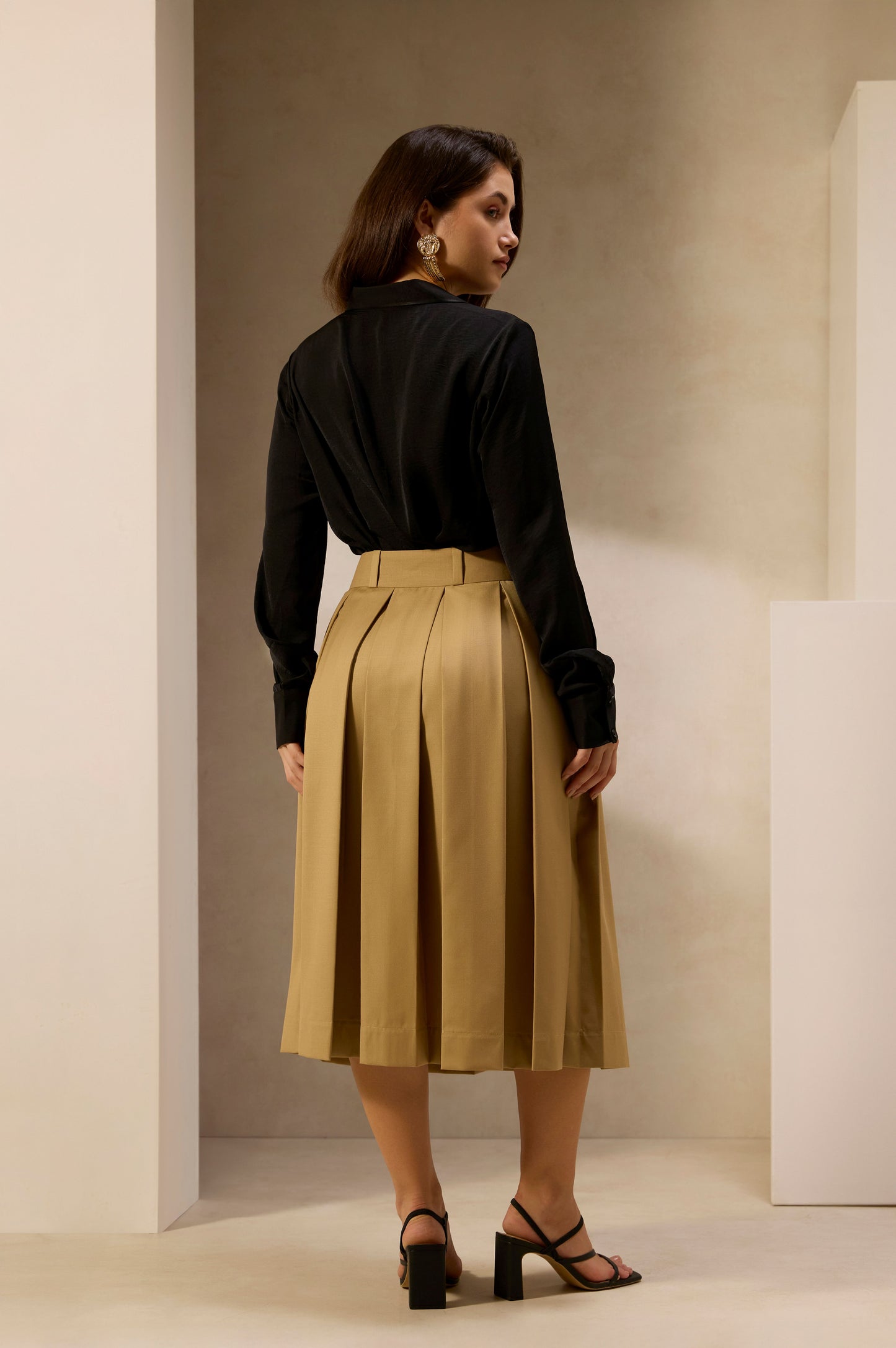 Brown Box Pleated Skirt