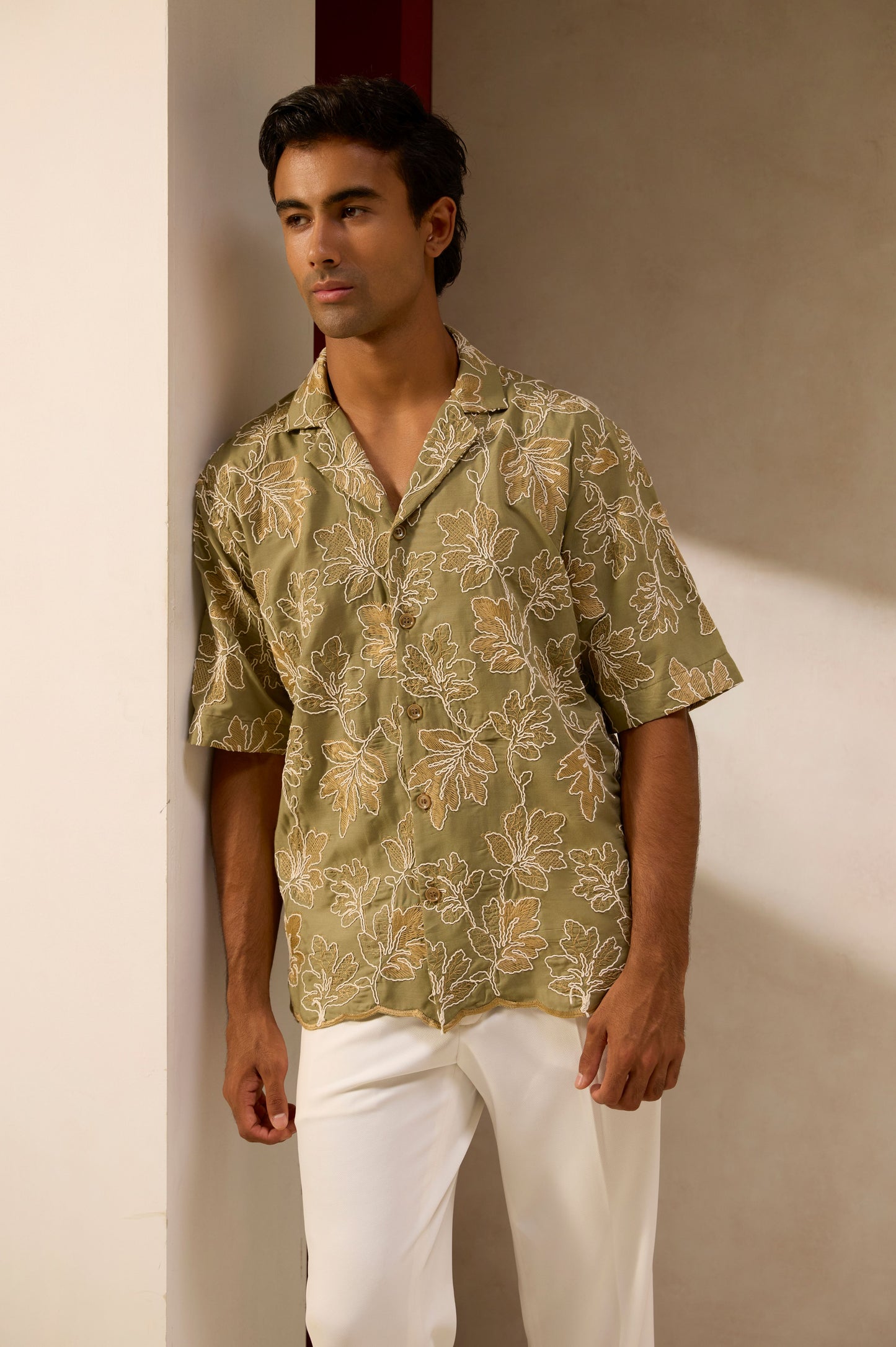 Olive Grove Embroidered Shirt