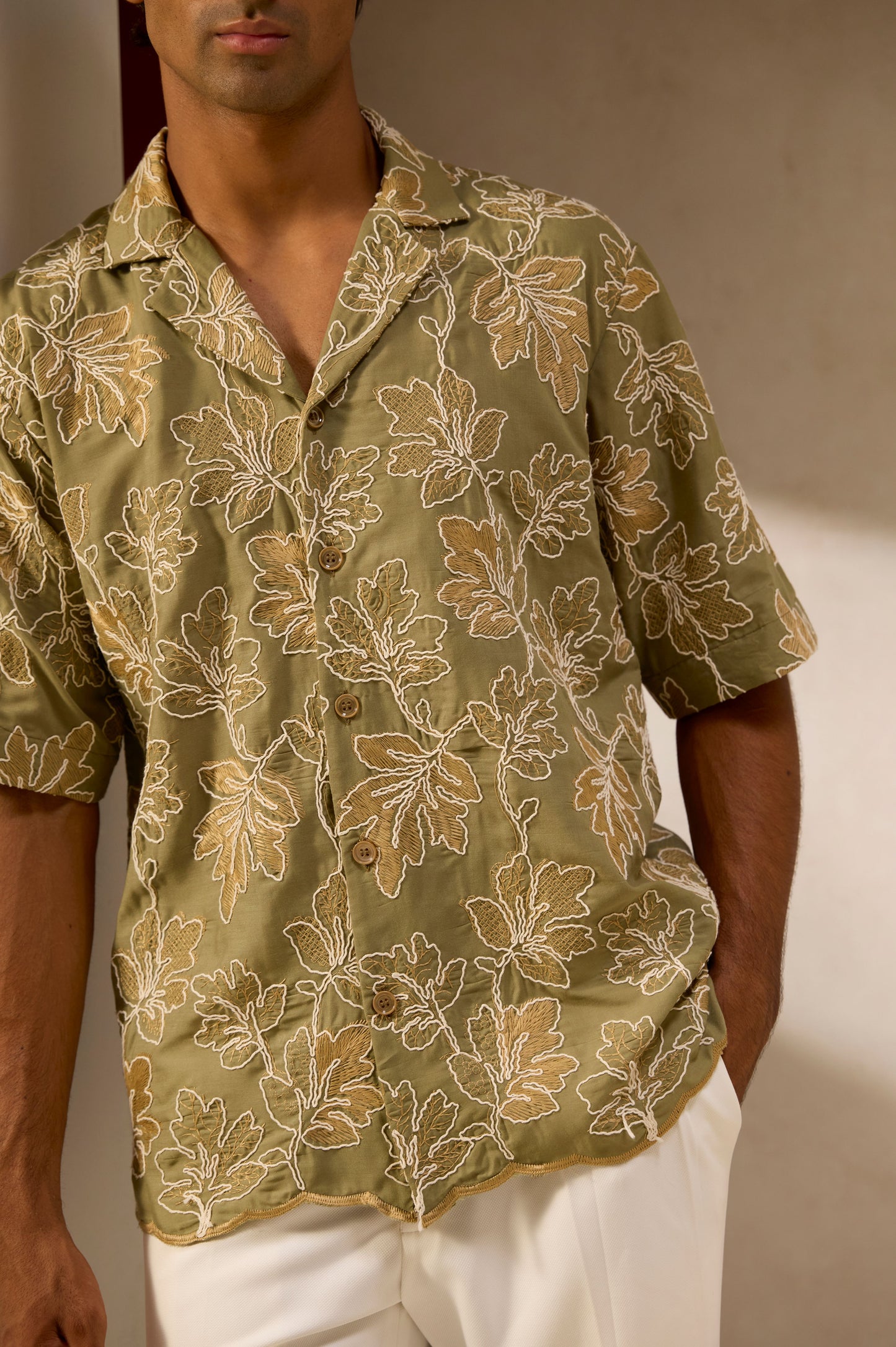 Olive Grove Embroidered Shirt