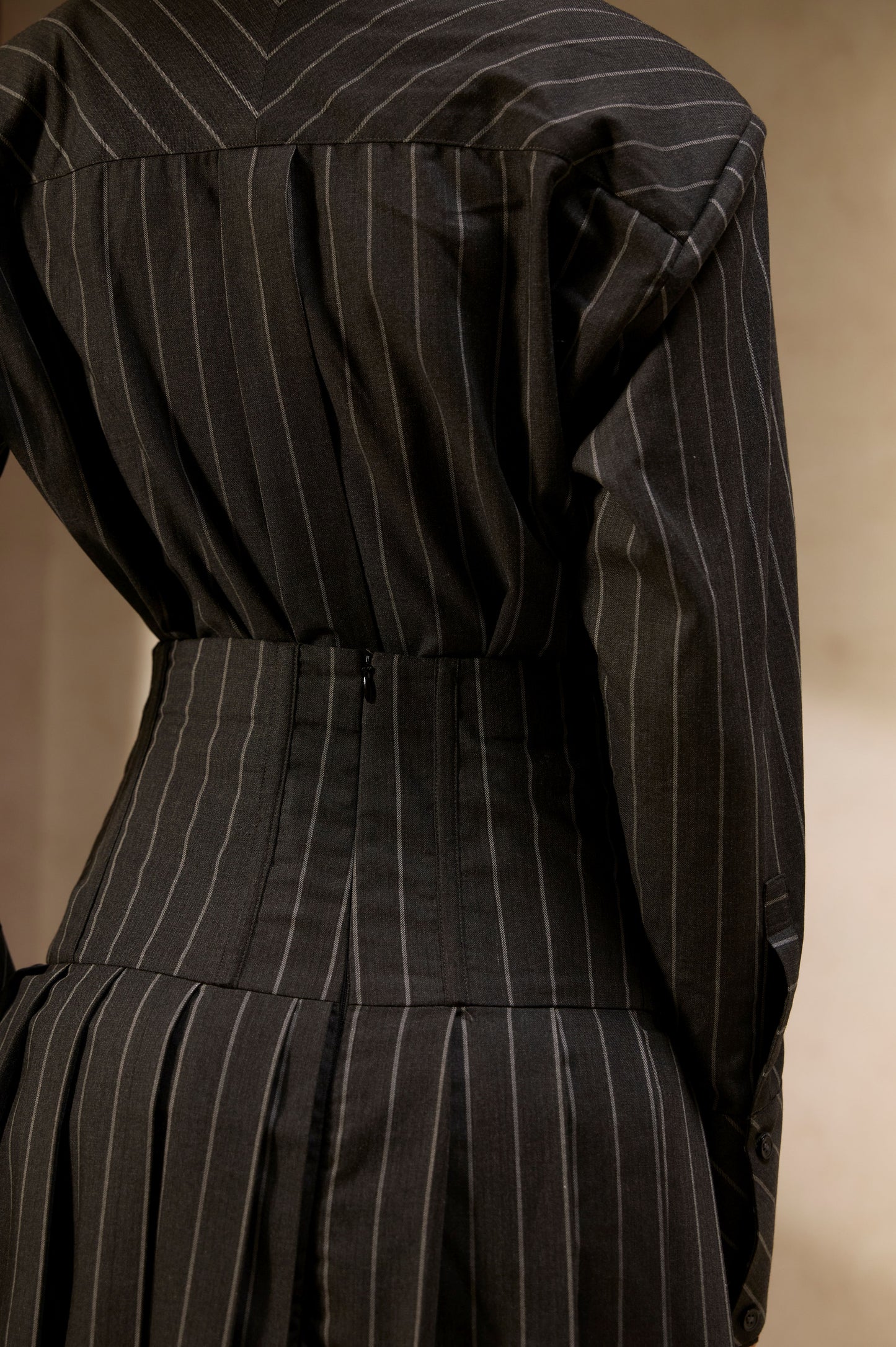 Powerlines Pinstripe Corset Dress