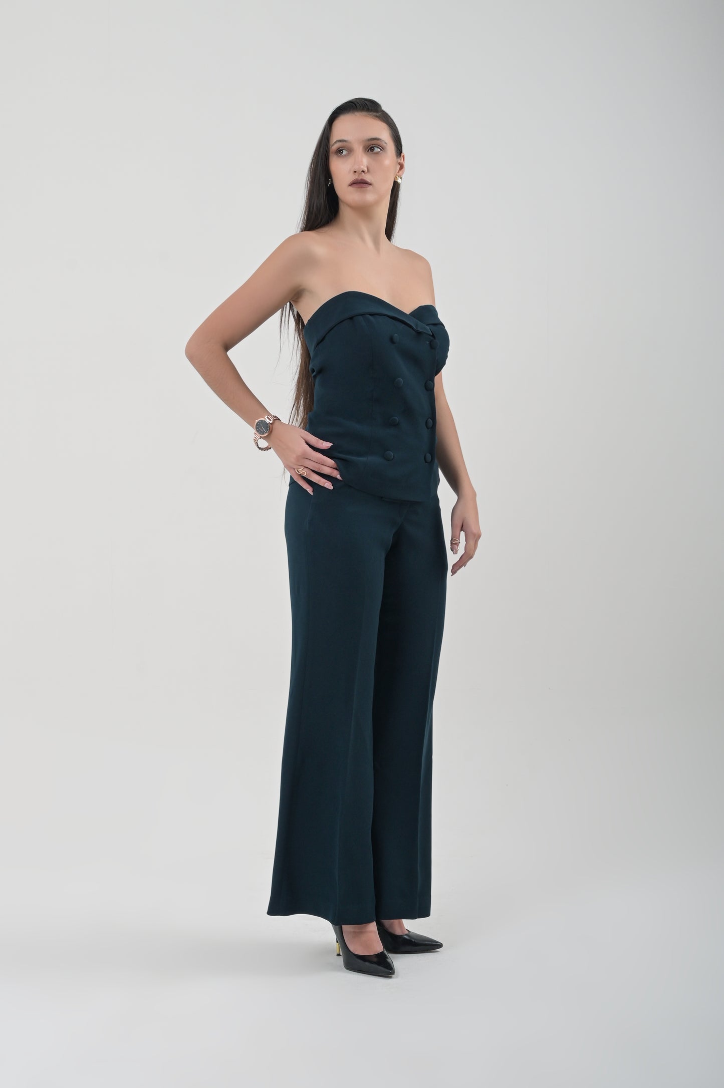 Dark Green Tailored Double-Creased Suit