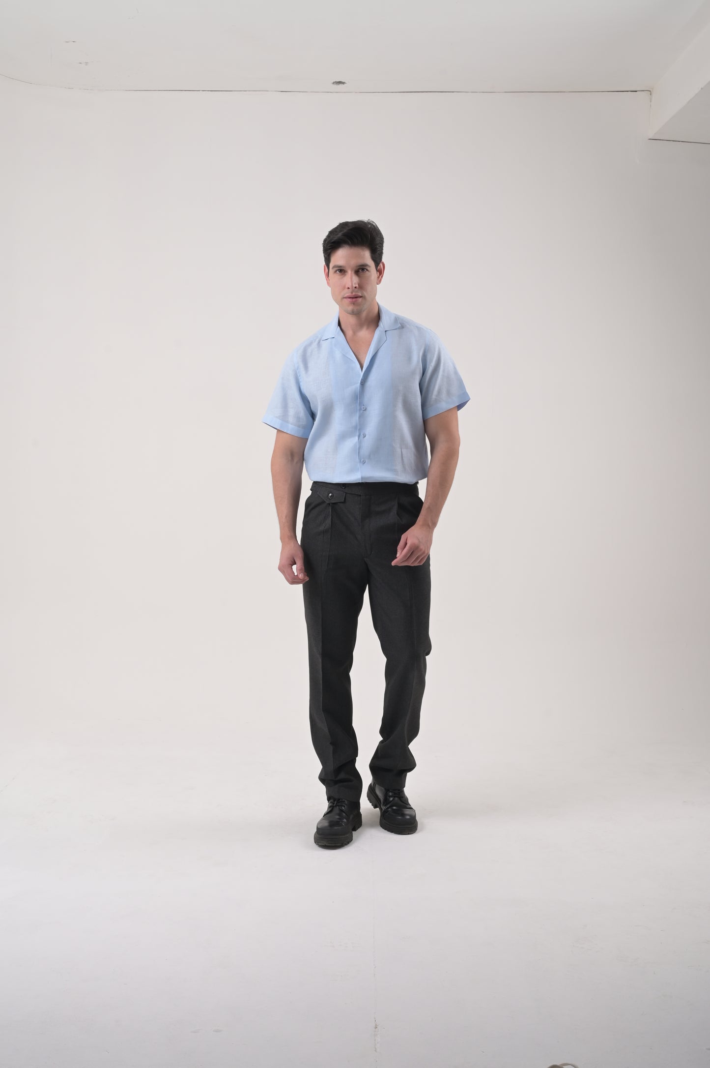 Sky Blue Linen Half Shirt