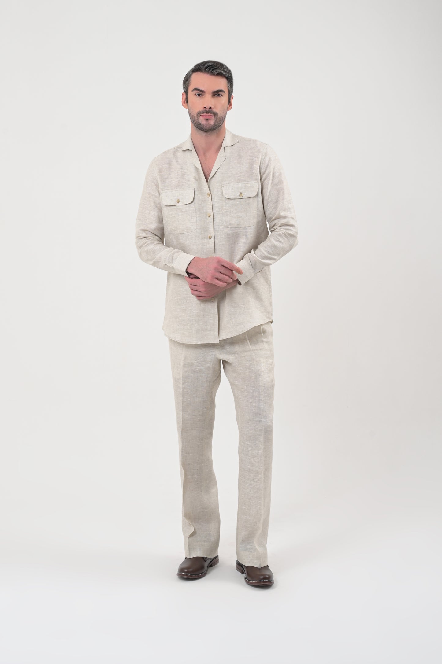 Linen Safari Shirt Beige