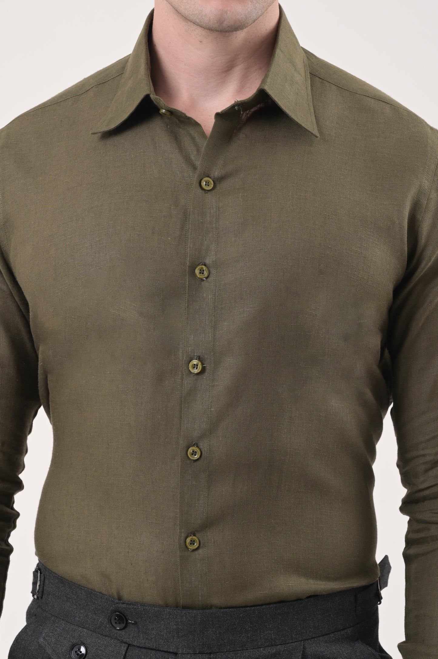 Linen Shirt Olive Green