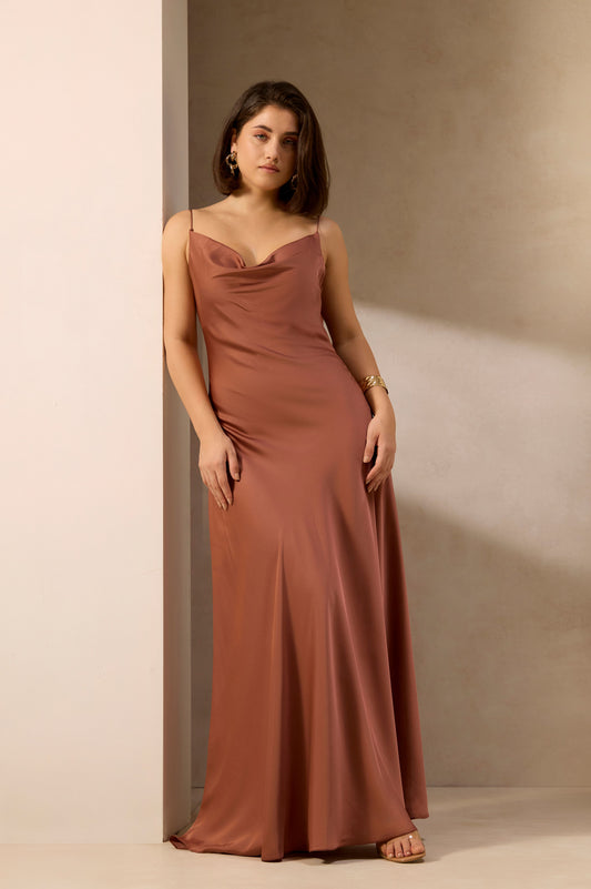 Bronzy Dream Satin Slip Dress