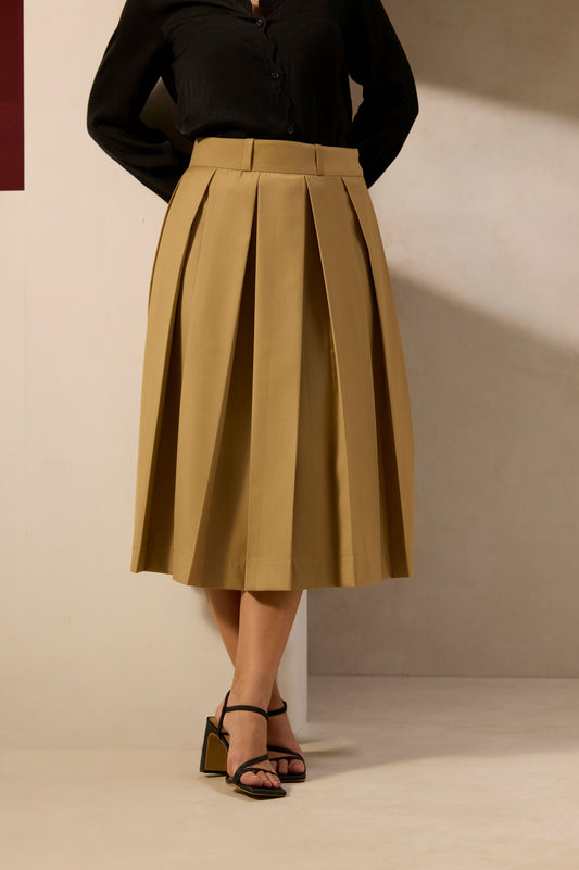 Brown Box Pleated Skirt