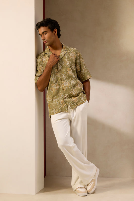 Olive Grove Embroidered Shirt