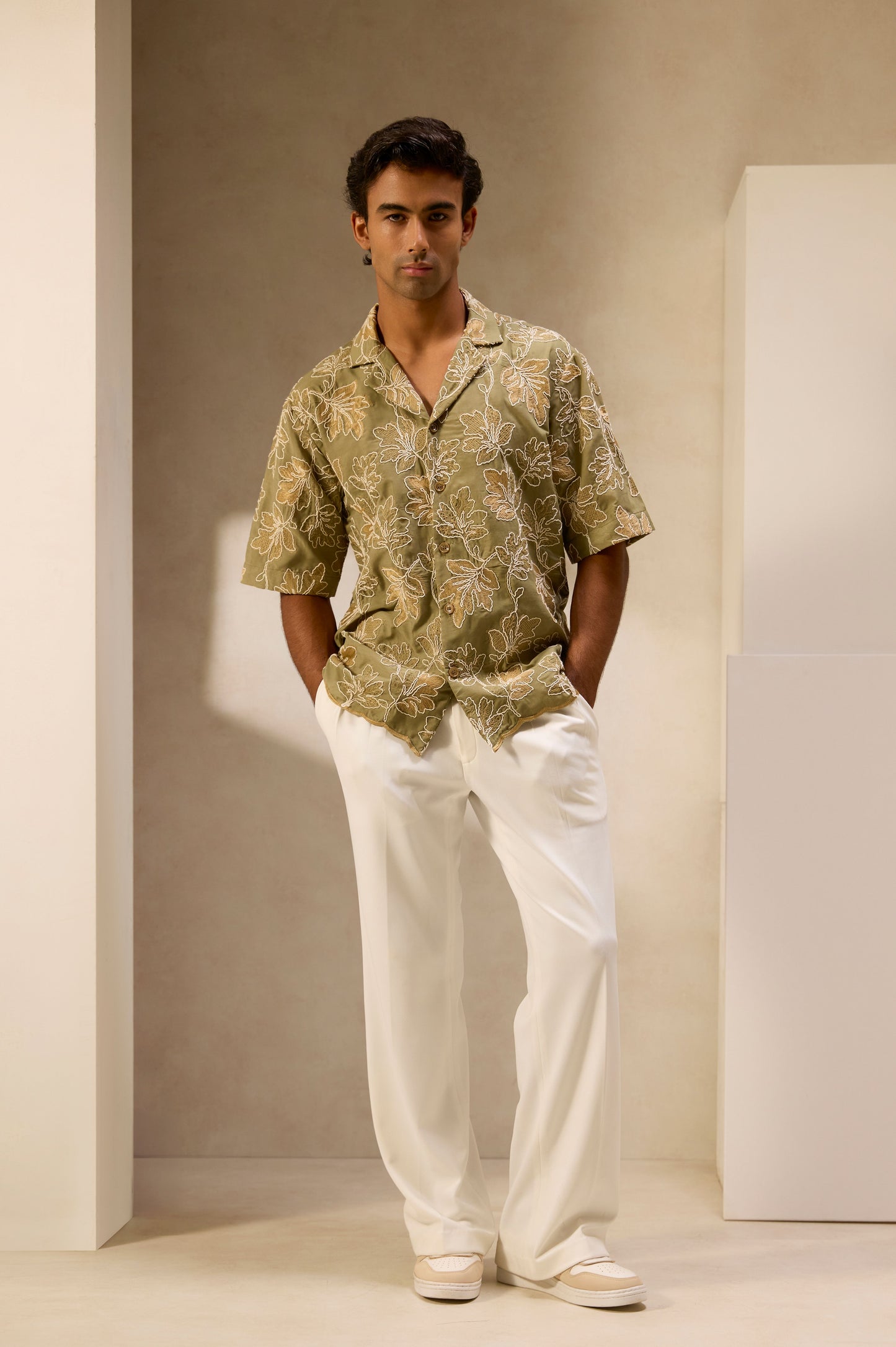 Olive Grove Embroidered Shirt
