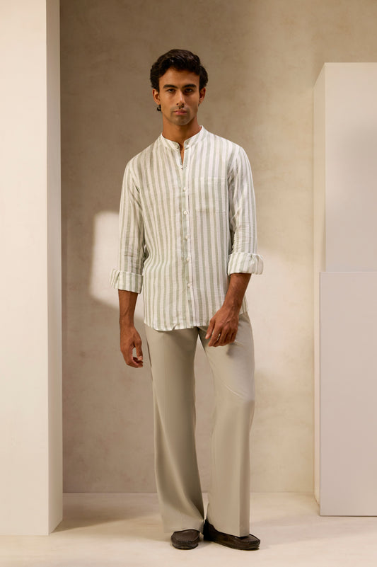 Meadow Stripe Mandarin Shirt