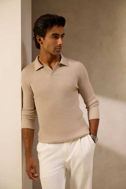 Sandstone Luxe Knit Polo