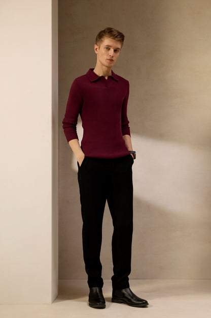Luxe Wine Ribbed Knit Shirt