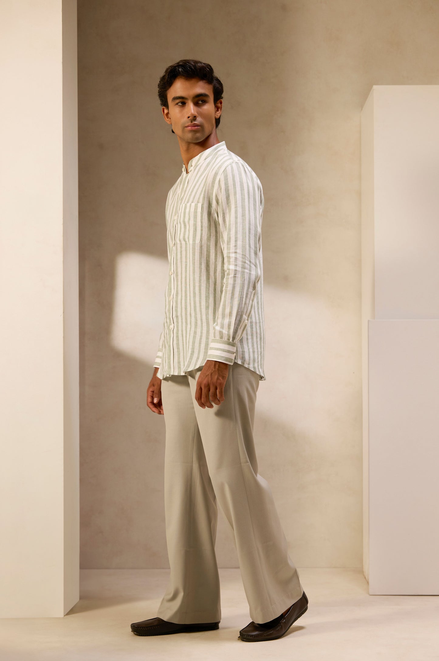 Meadow Stripe Mandarin Shirt
