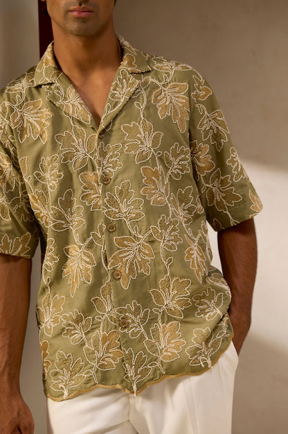 Olive Grove Embroidered Shirt