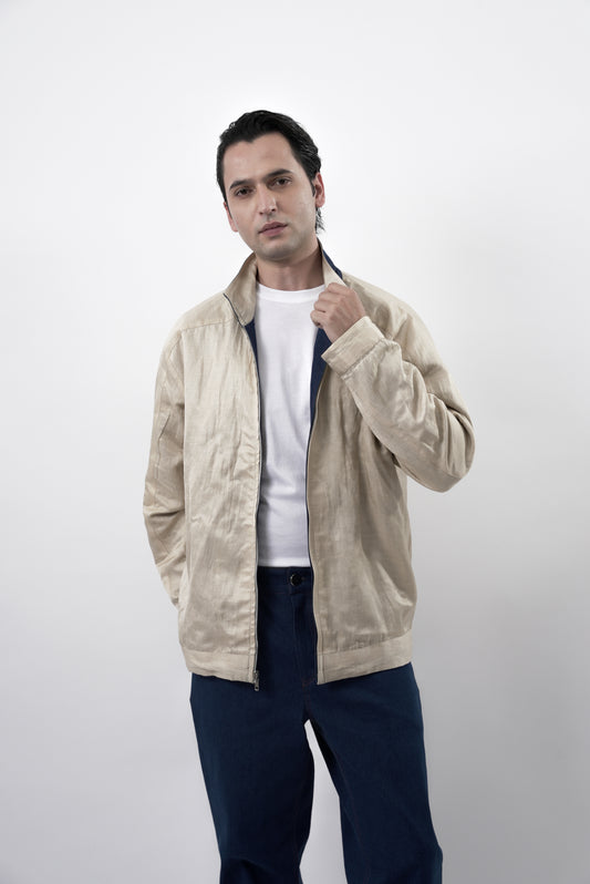 Lumière Reversible Jacket - Beige & Bellwether Blue