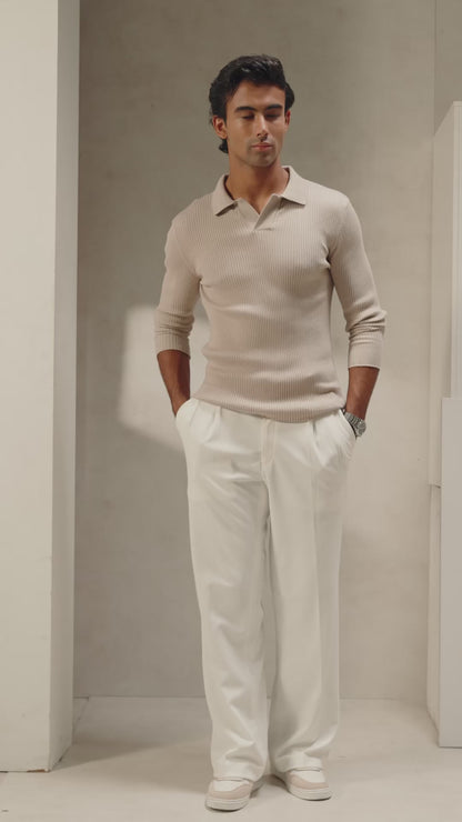Sandstone Luxe Knit Polo