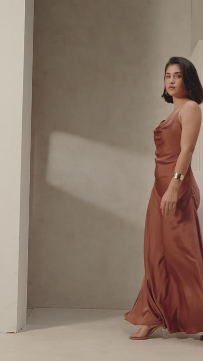 Bronzy Dream Satin Slip Dress
