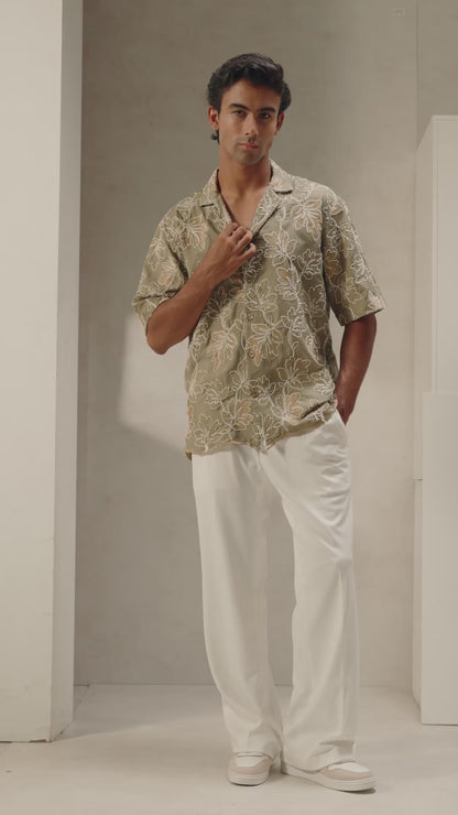 Olive Grove Embroidered Shirt