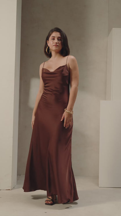 Espresso Satin Slip Dress